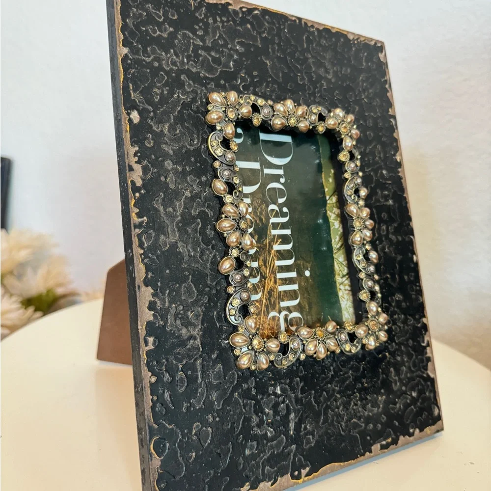Z Gallerie Distressed Jeweled Black and Gold Frame